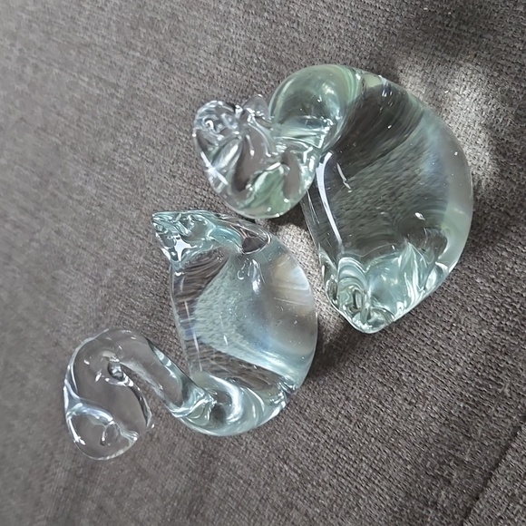 VINTAGE CRYSTAL GLASS SWANS Heavy Hand blown clear - Picture 3 of 8